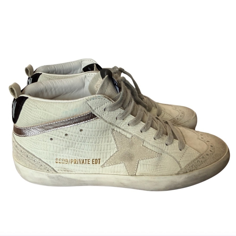 Golden Goose Midstar Distressed with Silver Accents-Size Euro 38 US 7